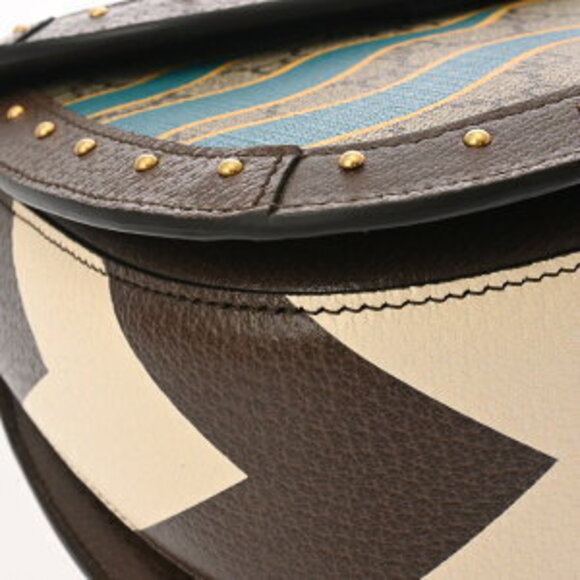 Gucci Handbag Bamboo Beige Ebony Brown GG Supreme Leather Bag - Picture 6 of 10